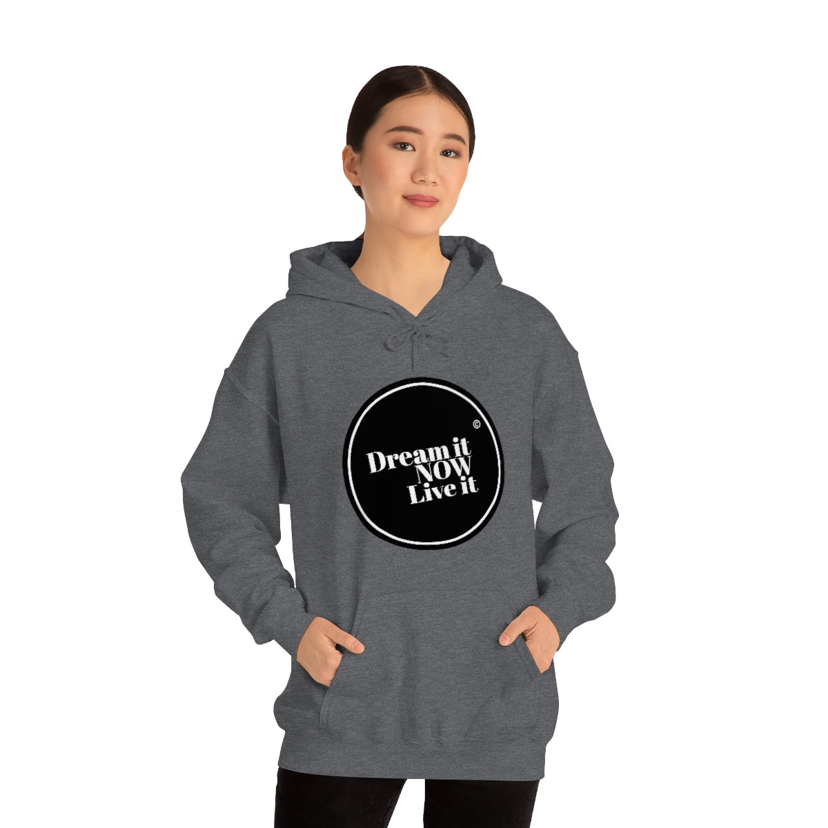 Dream it NOW Live it Unisex Heavy Blend™ Hooded Sweatshirt - Black Logo