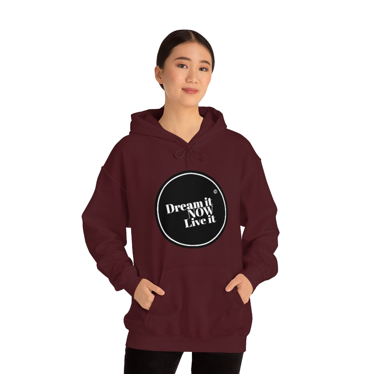 Dream it NOW Live it Unisex Heavy Blend™ Hooded Sweatshirt - Black Logo
