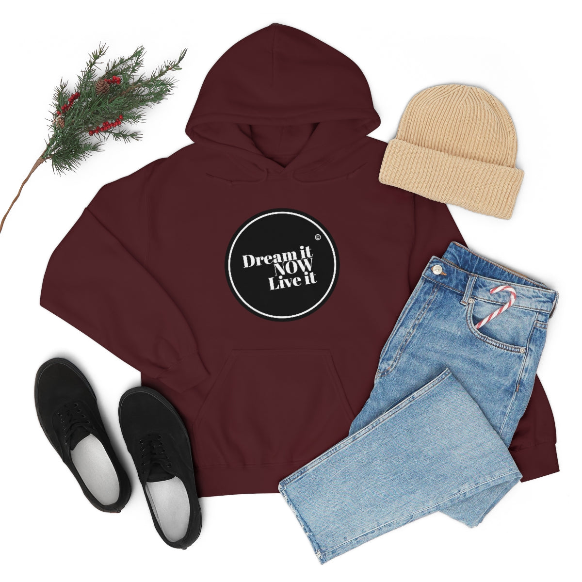 Dream it NOW Live it Unisex Heavy Blend™ Hooded Sweatshirt - Black Logo