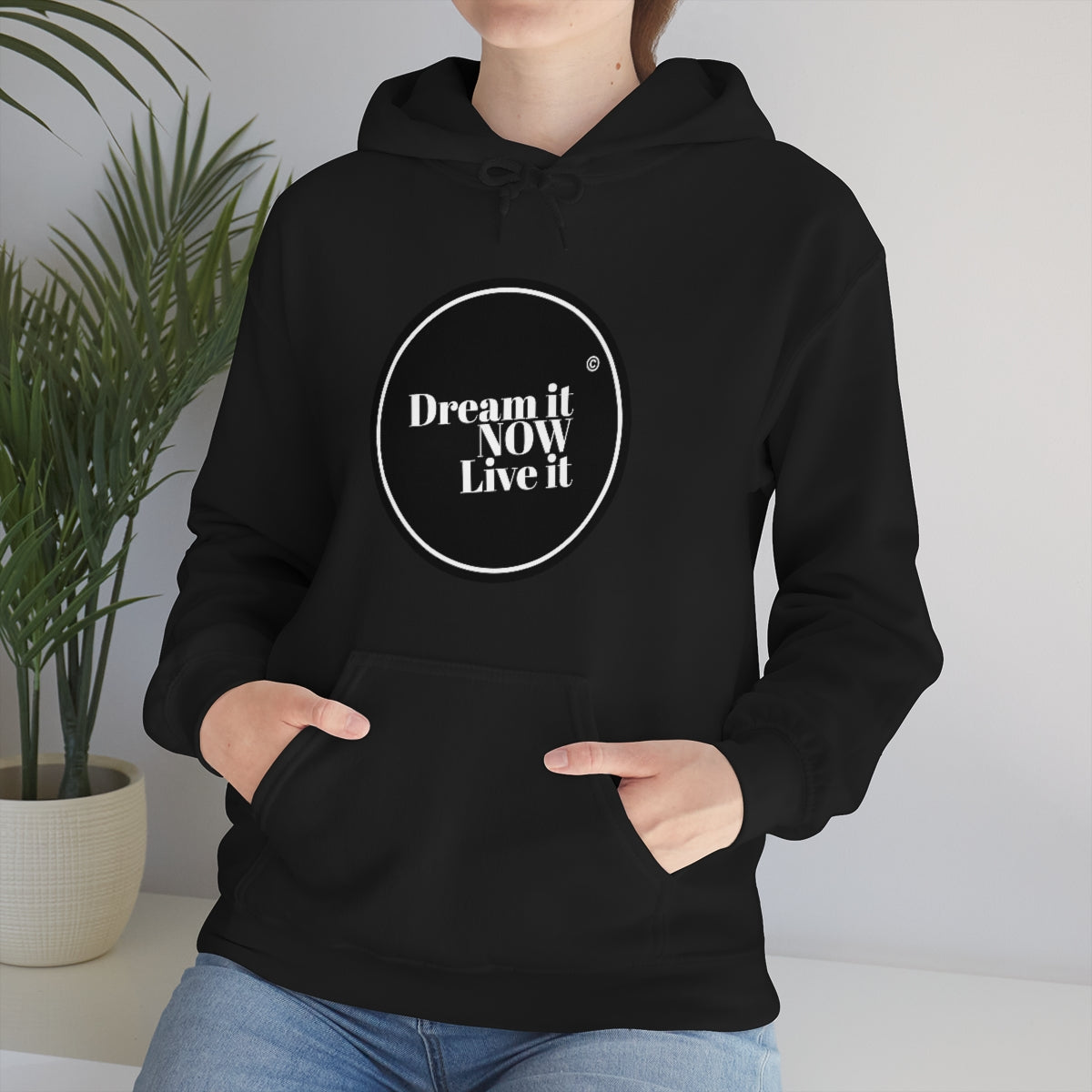 Dream it NOW Live it Unisex Heavy Blend™ Hooded Sweatshirt - Black Logo