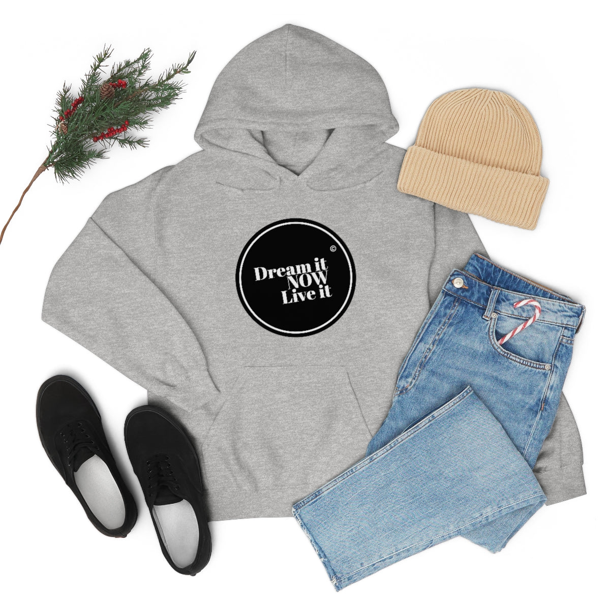 Dream it NOW Live it Unisex Heavy Blend™ Hooded Sweatshirt - Black Logo