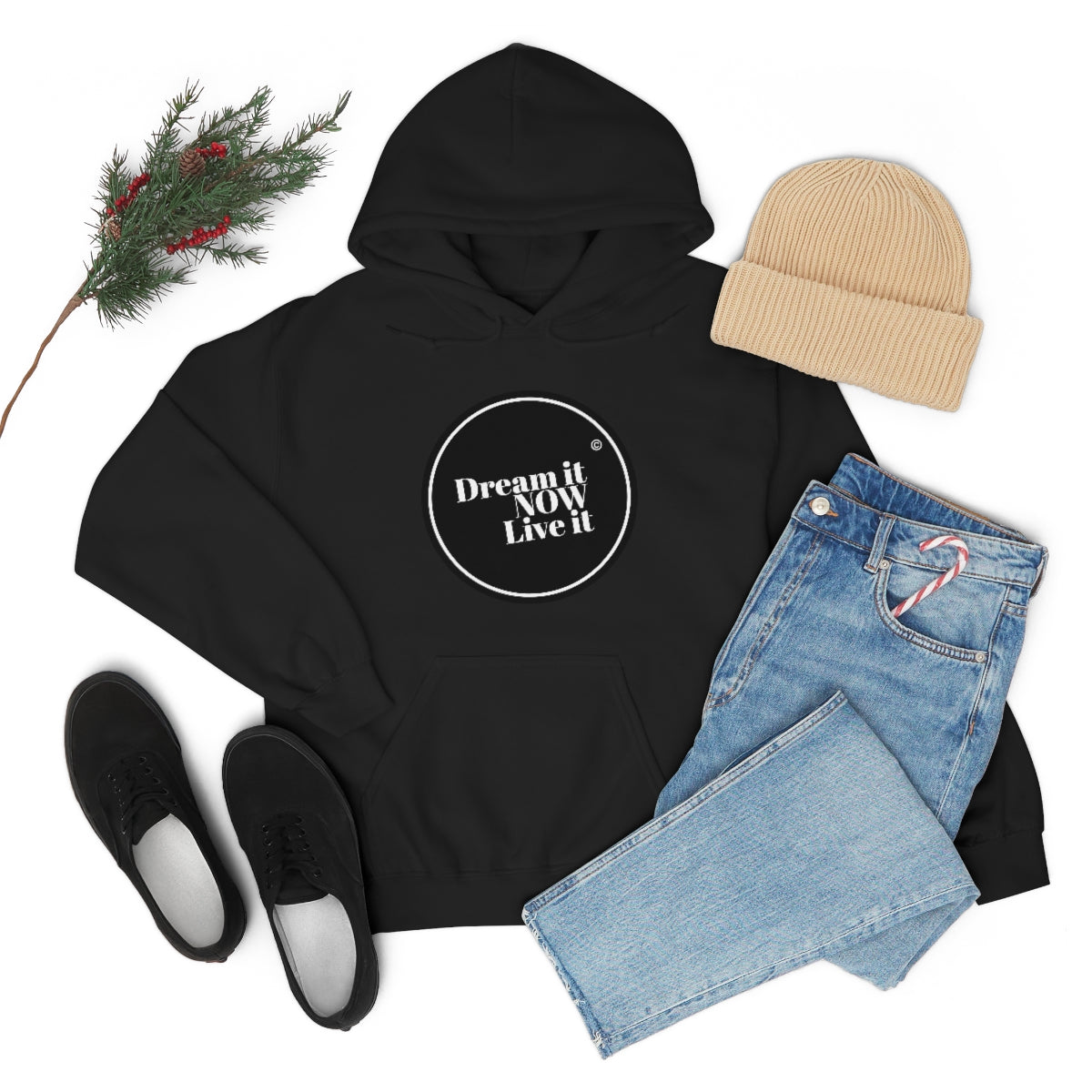 Dream it NOW Live it Unisex Heavy Blend™ Hooded Sweatshirt - Black Logo