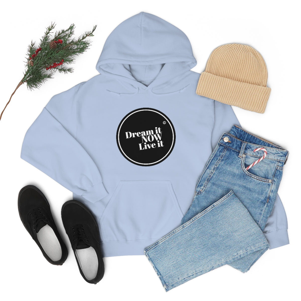 Dream it NOW Live it Unisex Heavy Blend™ Hooded Sweatshirt - Black Logo