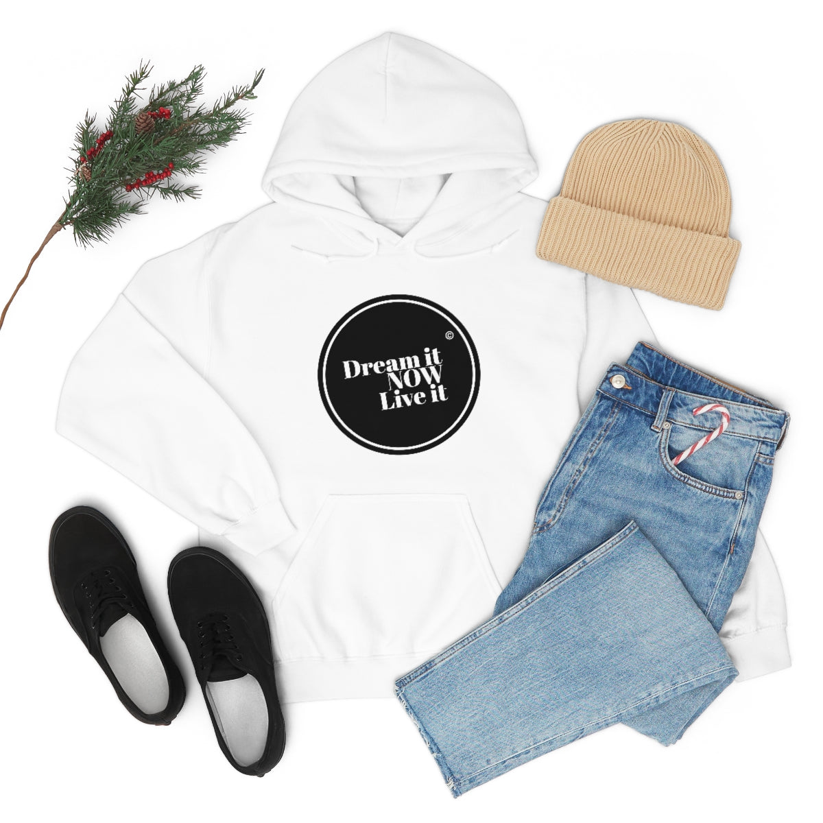 Dream it NOW Live it Unisex Heavy Blend™ Hooded Sweatshirt - Black Logo