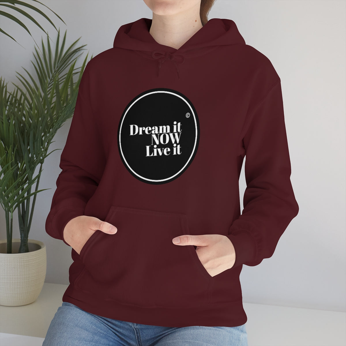 Dream it NOW Live it Unisex Heavy Blend™ Hooded Sweatshirt - Black Logo
