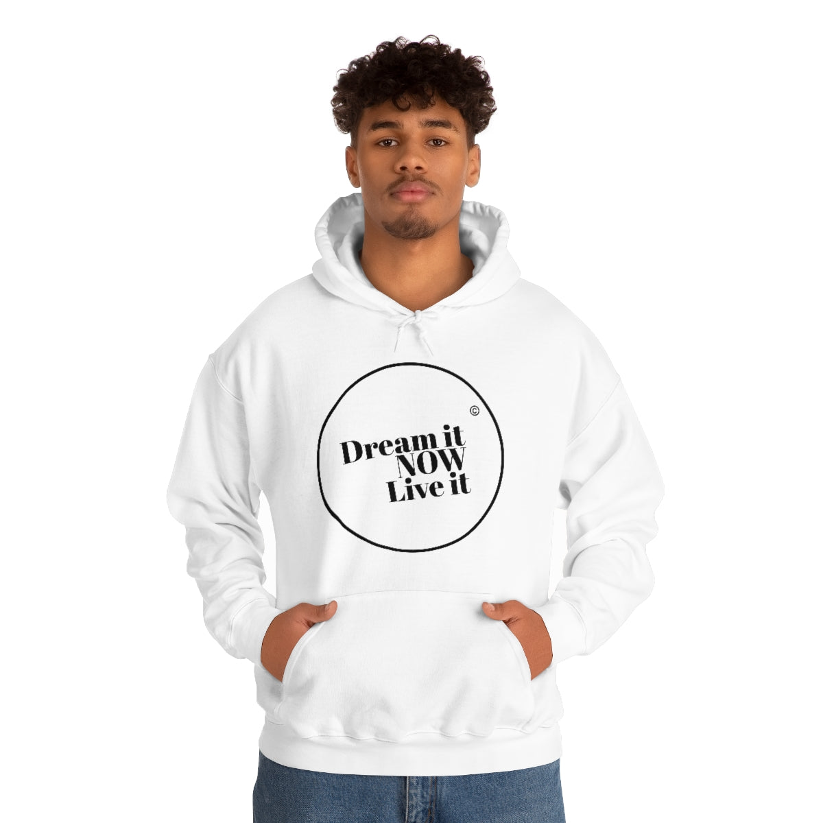 Dream it NOW Live it Unisex Heavy Blend™ Hooded Sweatshirt - White Logo