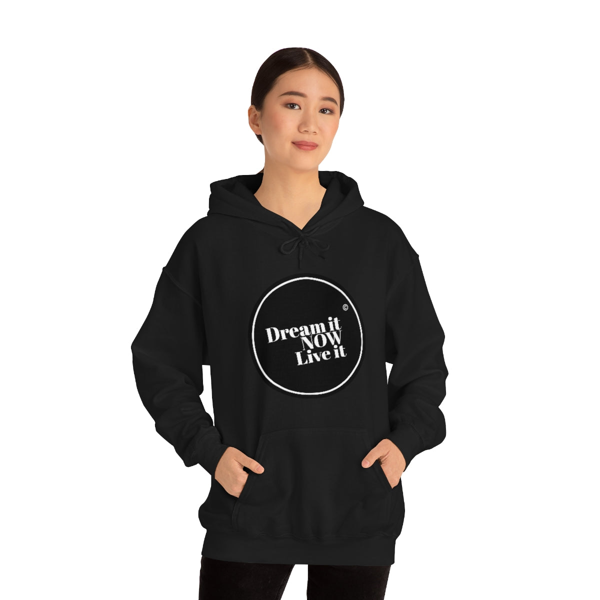 Dream it NOW Live it Unisex Heavy Blend™ Hooded Sweatshirt - Black Logo