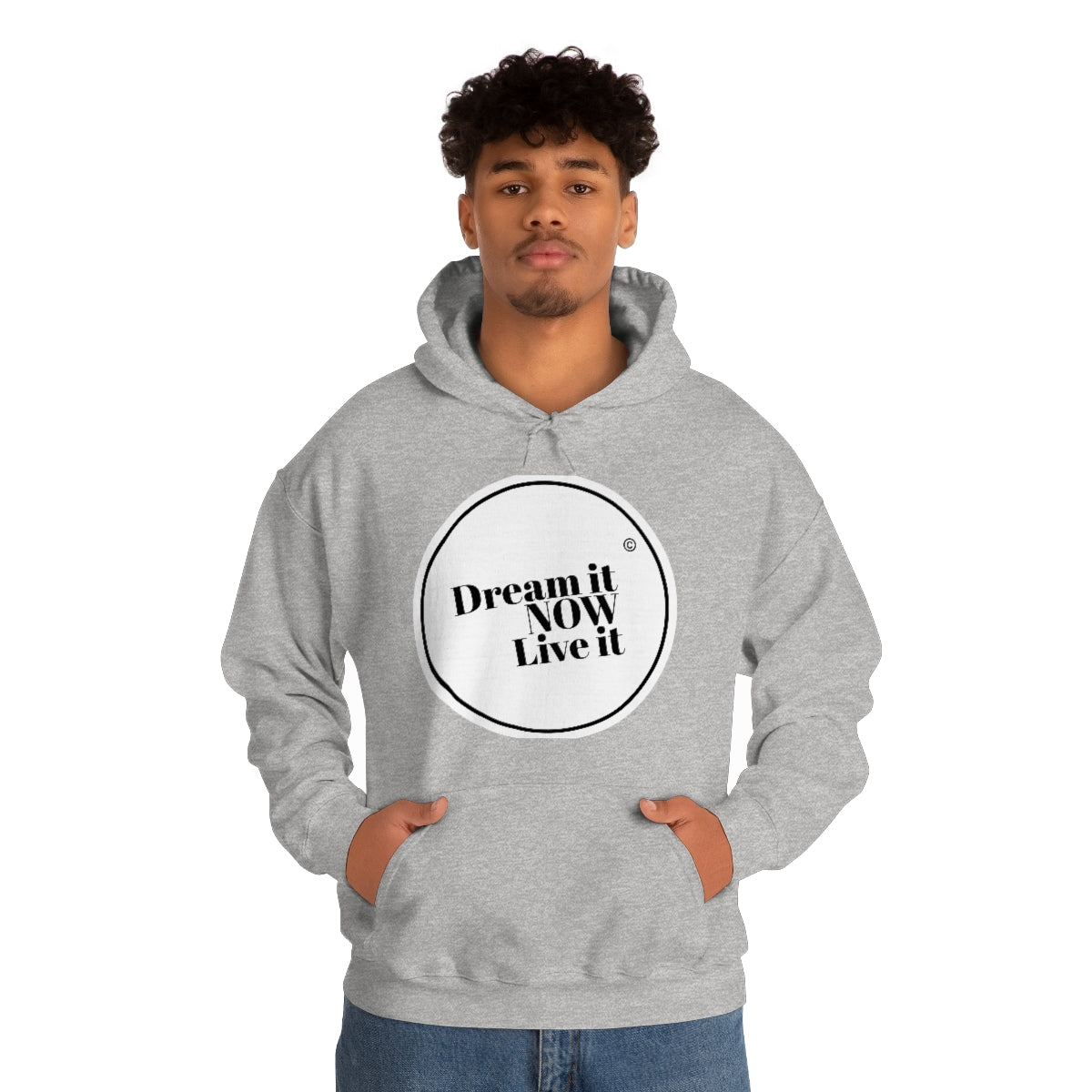 Dream it NOW Live it Unisex Heavy Blend™ Hooded Sweatshirt - White Logo