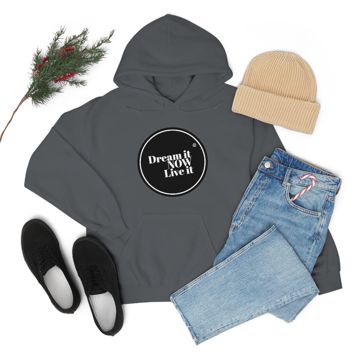 Dream it NOW Live it Unisex Heavy Blend™ Hooded Sweatshirt - Black Logo
