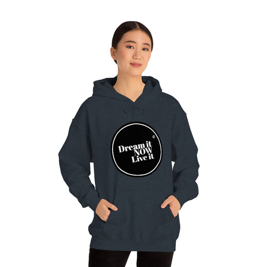 Dream it NOW Live it Unisex Heavy Blend™ Hooded Sweatshirt - Black Logo