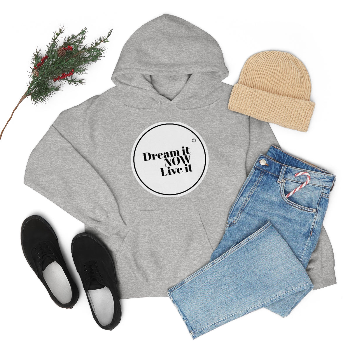Dream it NOW Live it Unisex Heavy Blend™ Hooded Sweatshirt - White Logo