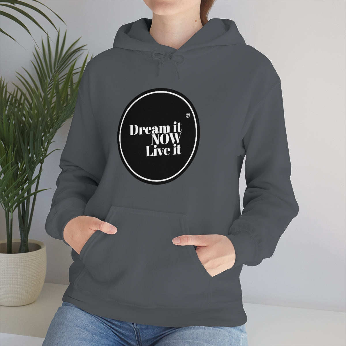 Dream it NOW Live it Unisex Heavy Blend™ Hooded Sweatshirt - Black Logo