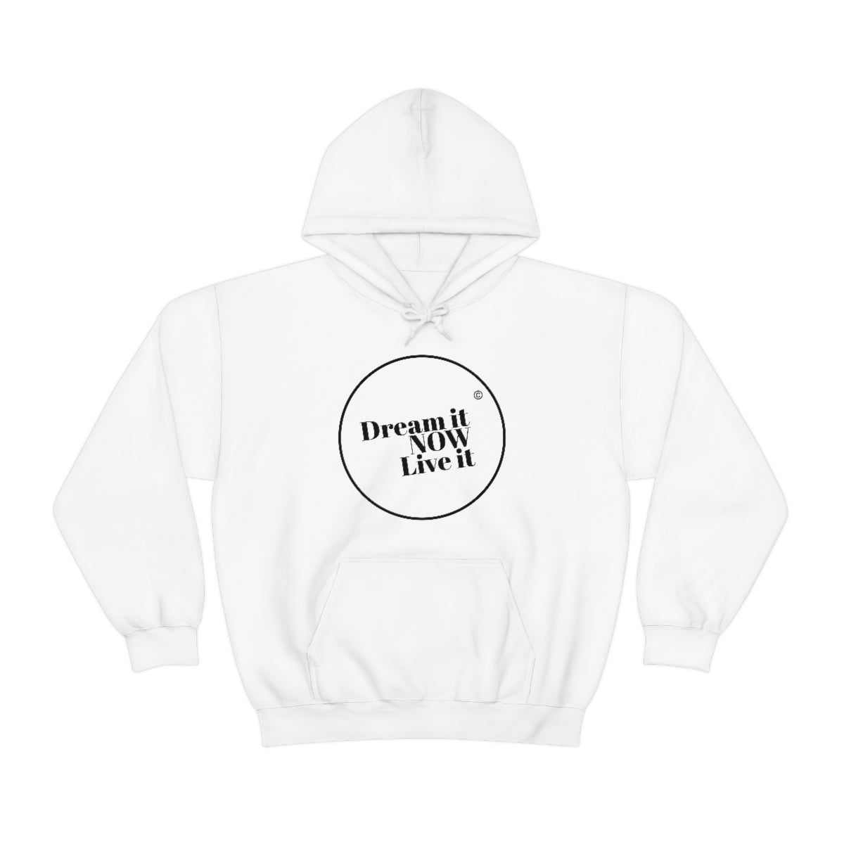 Dream it NOW Live it Unisex Heavy Blend™ Hooded Sweatshirt - White Logo