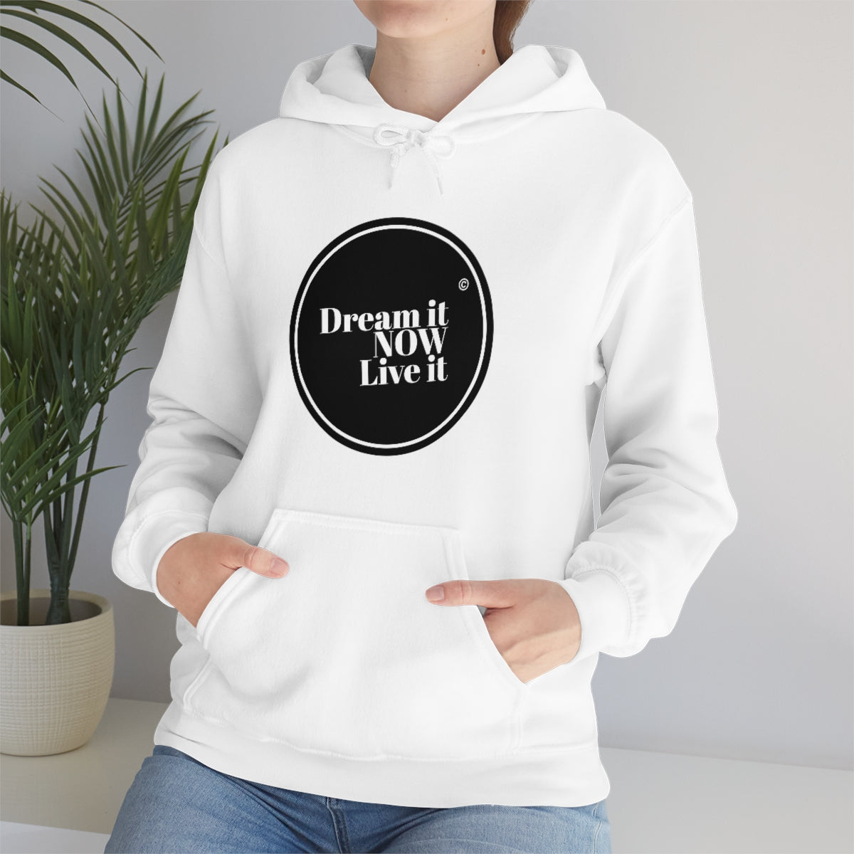 Dream it NOW Live it Unisex Heavy Blend™ Hooded Sweatshirt - Black Logo
